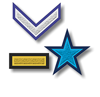 Chevron, Bar and Star Symbol Chenille Patches