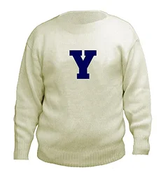 Crewneck Style Wool Sweater with Intarsia (knitted in) “H” (Placeholder)